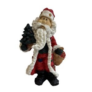 Vintage‎ Santa Claus Figurine Christmas Tree Gift Basket Holiday Decor